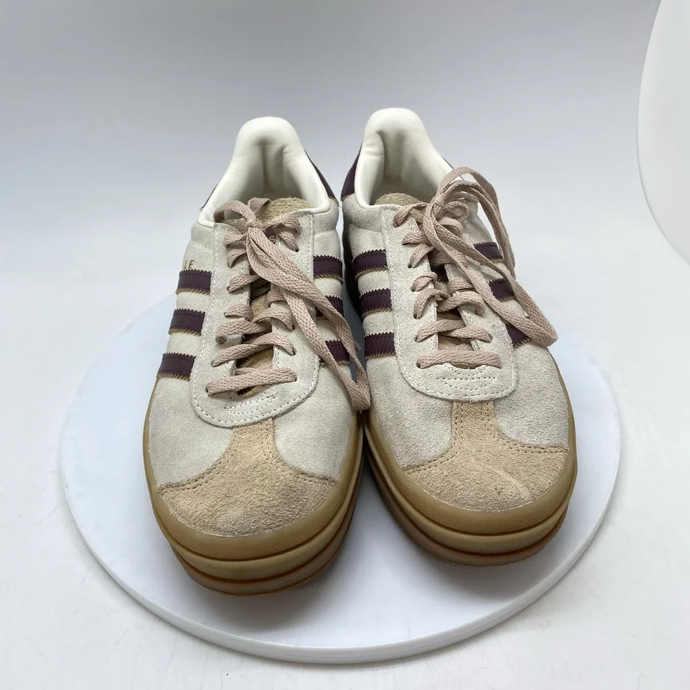 Adidas Sneakers Womens 7.5 Gazelle Bold JQ5127 Beige Suede Casual Platform Shoes